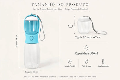 3-in-1 Pet Water & Food Bottle with Waste Bag Holder